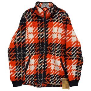 THE NORTH FACE Jacket CABIN FLEECE Womens 3XL Fiery Red Full Zip Geometric